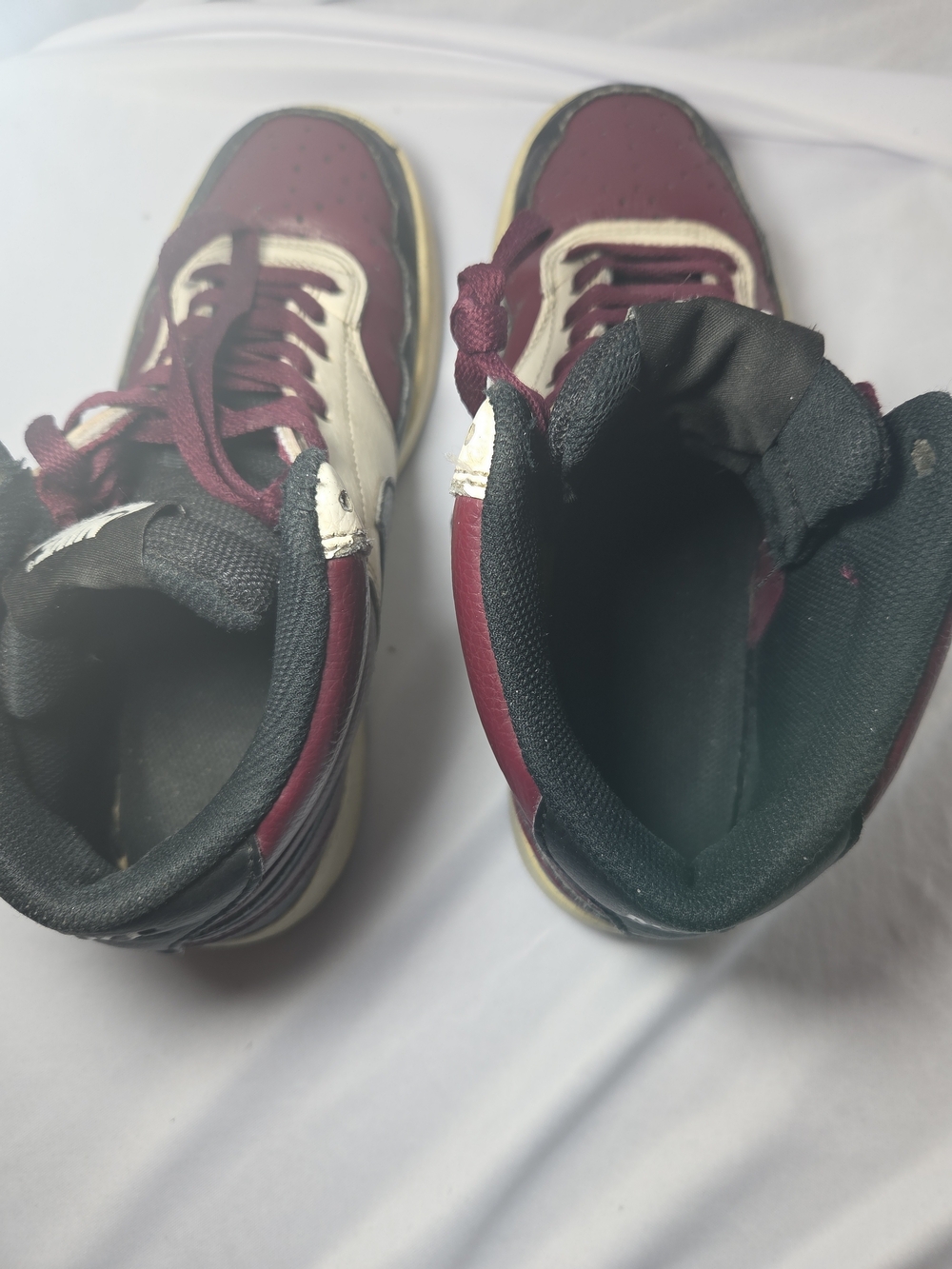 Nike High Top Sneakers in Burgundy, Black & Cream - Picture 4 of 9